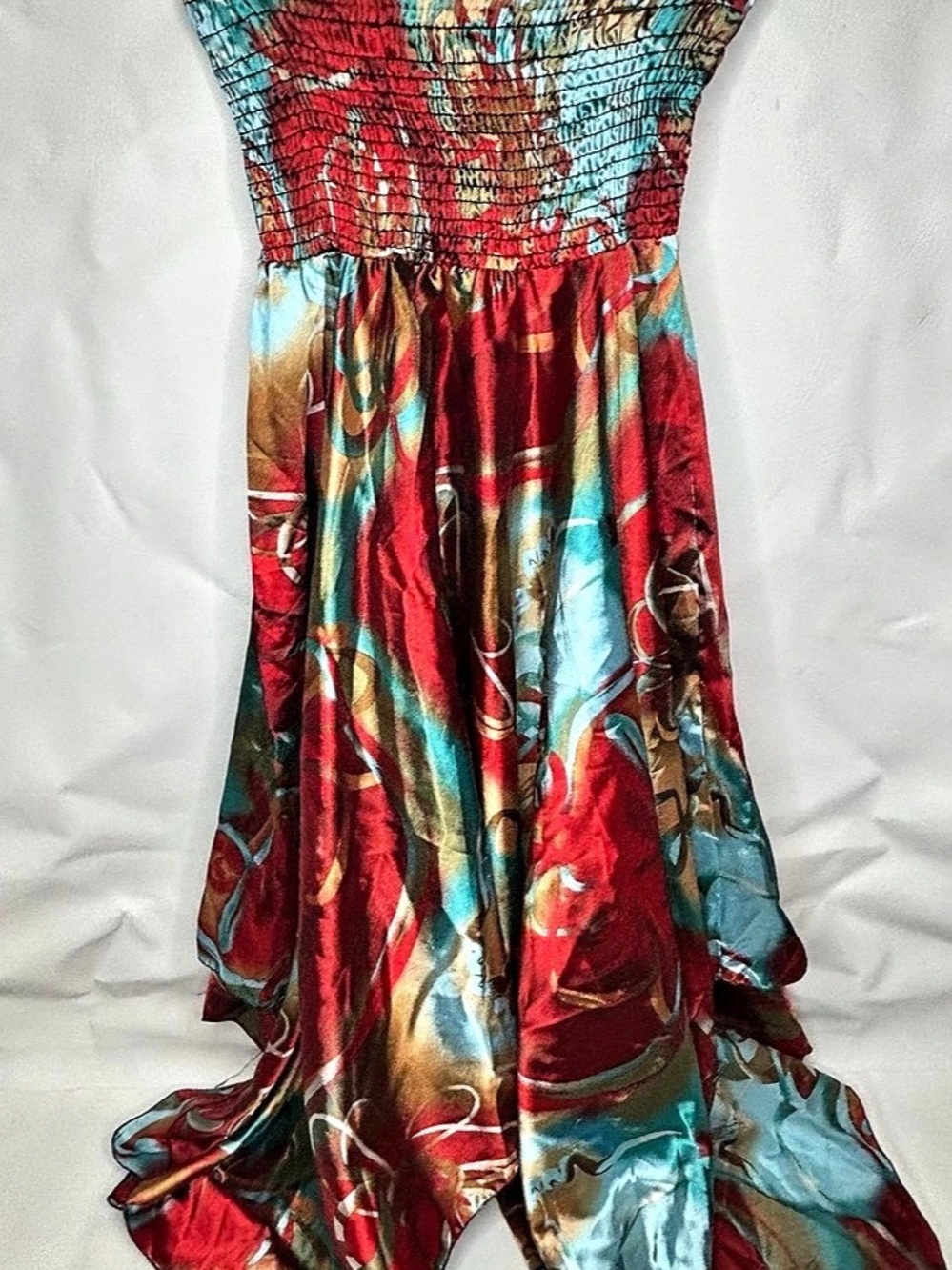 90’s style India Boutique Women's Abstract Maxi Dress in Red & Blue Like New